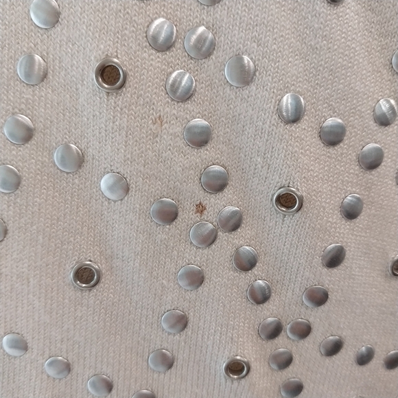 WR Size 6 Silk Blend Studded Faux Wrap Cream Long Sleeve Sweater - Picture 8 of 15